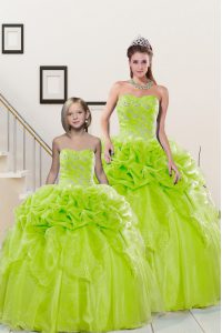 Fashion Sleeveless Beading and Pick Ups Lace Up Vestidos de Quinceanera