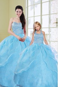 Flirting Sleeveless Beading and Sequins Lace Up 15 Quinceanera Dress