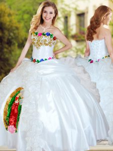 Trendy White Sleeveless Organza and Taffeta Lace Up 15 Quinceanera Dress for Military Ball and Sweet 16 and Quinceanera