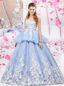 Sumptuous Ball Gowns Sweet 16 Dresses Lavender Scoop Organza and Tulle Sleeveless Floor Length Lace Up