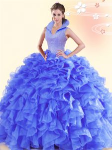 Floor Length Ball Gowns Sleeveless Purple Quinceanera Dresses Backless