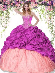 Exquisite Floor Length Lace Up Vestidos de Quinceanera Multi-color for Military Ball and Sweet 16 and Quinceanera with Beading and Pick Ups