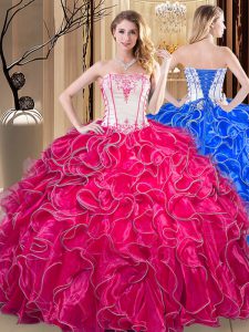 Best Selling Sleeveless Embroidery and Ruffles Lace Up Quinceanera Dresses