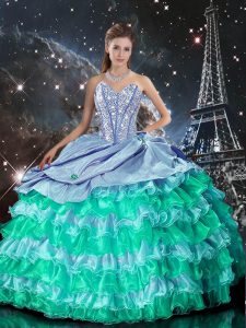 Multi-color Sweetheart Neckline Beading and Ruffles Quinceanera Dresses Sleeveless Lace Up