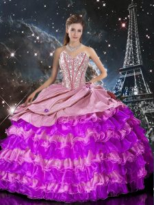 Multi-color Sweetheart Lace Up Beading and Ruffles Quinceanera Dresses Sleeveless