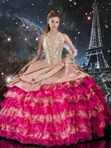 Low Price Multi-color Lace Up Sweetheart Beading and Ruffles Sweet 16 Quinceanera Dress Organza Sleeveless