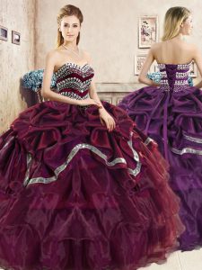 Sleeveless Lace Up Floor Length Beading and Ruffled Layers and Pick Ups Quinceanera Dress