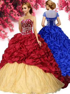 Hot Selling Sleeveless Brush Train Lace Up With Train Pick Ups 15th Birthday Dress