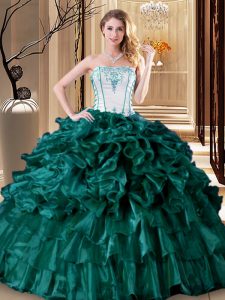 Sleeveless Lace Up Floor Length Ruffles and Ruffled Layers Vestidos de Quinceanera