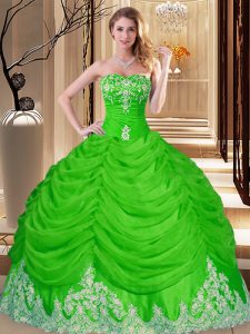 Hot Selling Tulle Lace Up Sweetheart Sleeveless Floor Length Sweet 16 Dresses Lace and Appliques