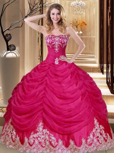 Attractive Tulle Sleeveless Floor Length 15 Quinceanera Dress and Appliques and Embroidery and Pick Ups